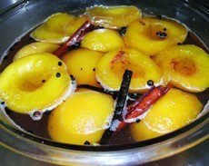 Peaches Poached in Spiced Syrup