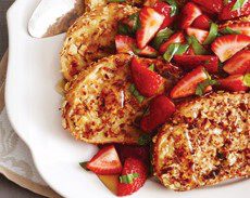 Crunchy Cranberry-Orange French Toast with Strawberry-Basil Topping
