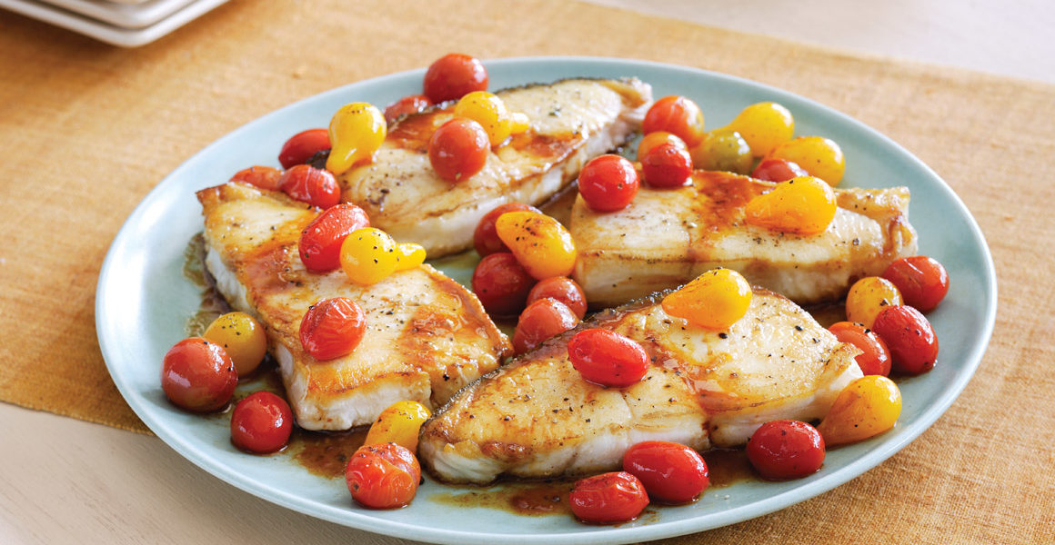 Pan Seared Halibut with Cherry Tomatoes