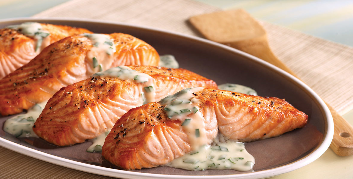 Salmon with White Wine Butter Sauce