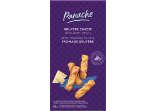 Purple box of Panache GruyÃ¨re Cheese Swiss Demi-Twist crackers